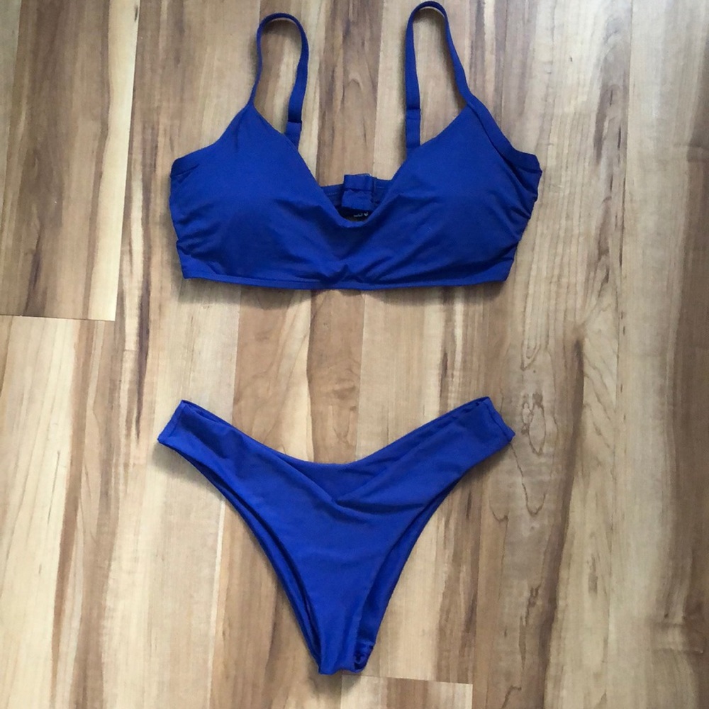 Navy Blue high leg bikini with underwire